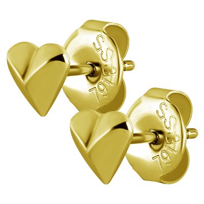 24k gold plated faceted heart earstuds