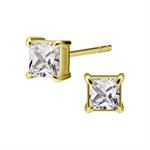 24k gold plated jewelled square earstuds