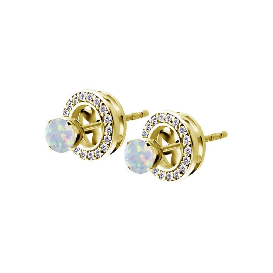 Boucle d'oreilles plaquées or 24k avec opal et pierres