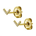 24k gold plated jewelled v shape earstuds