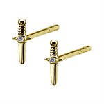 24k gold plated jewelled dagger earstuds