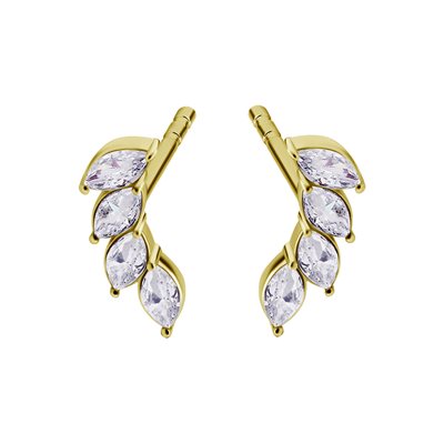 24k gold plated jewelled marquise earstuds