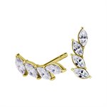 Boucles d'oreilles plaquées or 24k avec marquise en pierres