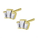 24k gold plated jewelled baguette earstuds