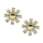 24k gold plated flower earstuds w baguette tapered zirconia