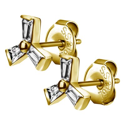 24k gold plated jewelled windmill earstuds