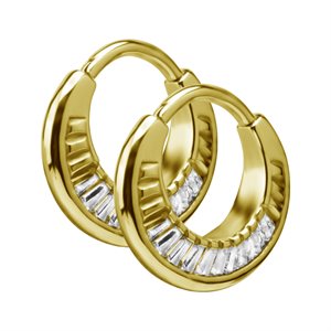 Boucles d'oreilles plaquées or 24k avec pierres des 2 côtés