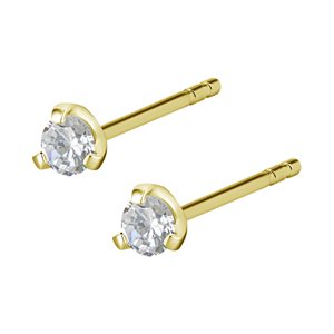 Boucles d'oreilles plaquées or 24k avec pierre griffée ronde