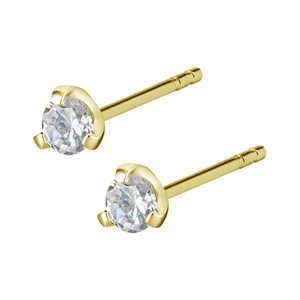 24k gold plated round cubic zirconia earstuds