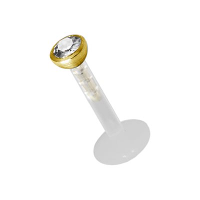 Labret en Bioplast avec boule plaqué or 24k et pierre