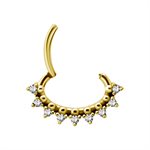 Anneau oval clicker plaqué or 24k avec pierres pour daith