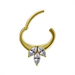 Anneau oval clicker plaqué or 24k avec pierre pour daith