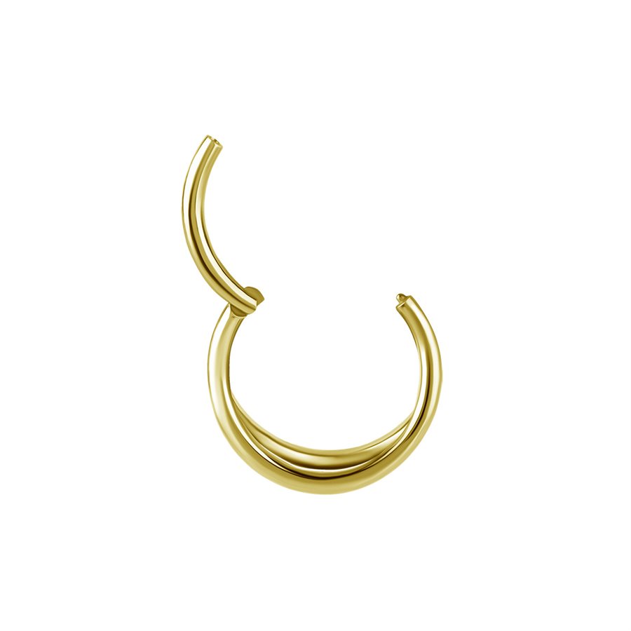 Anneau clicker double en CoCr plaqué or 18k pour le conch