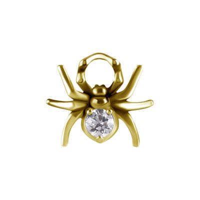 18k gold plated CoCr jewelled spider charm for clicker