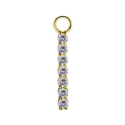 18k gold plated CoCr jewelled bar charm 16mm for clicker