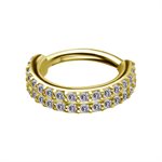 24k gold plated CoCr jewelled hinged clicker ring