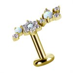 18k gold plated CoCr internal attachment w. flower and opals