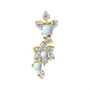 Attache interne en CoCr plaquée or 18k avec fleur et opals