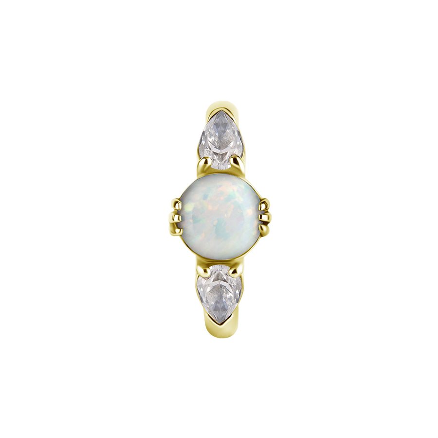 18k gold plated CoCr belly clicker ring w. opal and zirconia