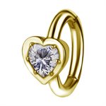 18k gold plated CoCr jewelled heart belly clicker ring