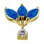 18k gold plated CoCr threadless jewelled attachment w. opals