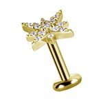 18k gold plated CoCr threadless jewelled attachment