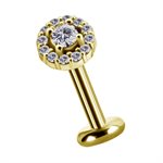 18k gold plated CoCr threadless attachment with zirconia