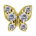 18kgold plated CoCr threadless jewelled butterfly attachment