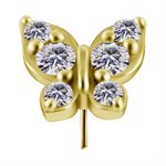 18kgold plated CoCr threadless jewelled butterfly attachment