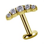 18k gold plated CoCr threadless jewelled crescent attachment