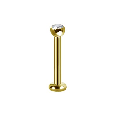 24k gold plated titanium internal labret w. premium zirconia