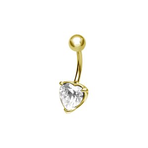 Banane de nombril plaquée or 24k avec coeur en zircon