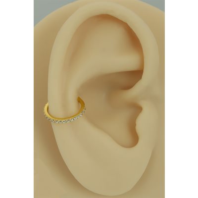 Anneau continu avec pierres plaqué or 24k avec bras articulé