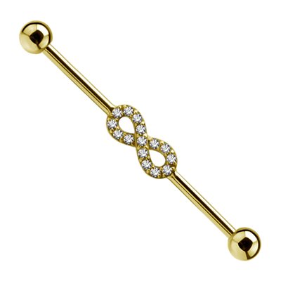 24k gold plated jewelled industrial barbell