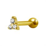 24k gold plated internal barbell with jewelled trinity