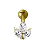 24k gold plated one side internal barbell with marquise