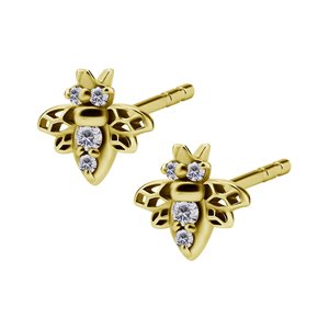 Boucles d'oreilles plaquées or 24k avec des abeilles