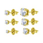 Boucles d’oreilles plaquées or 24k avec zircon rond griffé