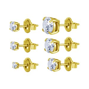 24k gold plated cubic zirconia earstud