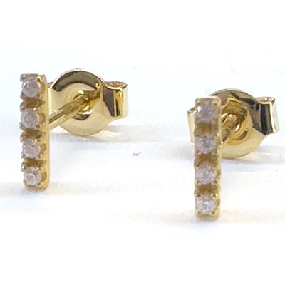 24k gold plated jewelled bar earstuds