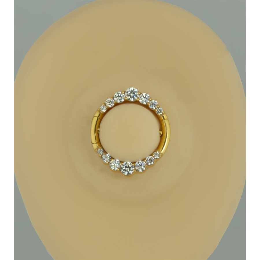 24k gold plated double hinged jewelled nipple clicker ring