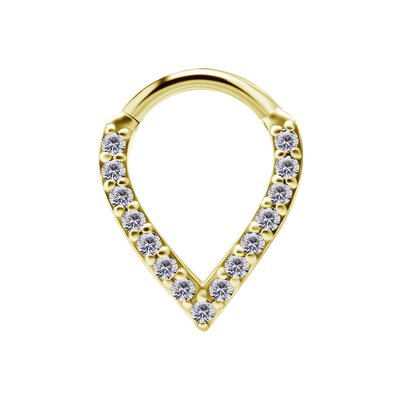 Anneau clicker en V en CoCr plaqué or 18k et zircon