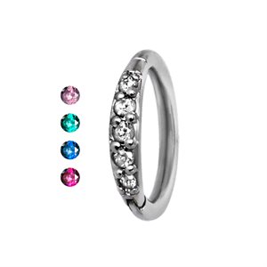 Jewelled hinged segment clicker ring