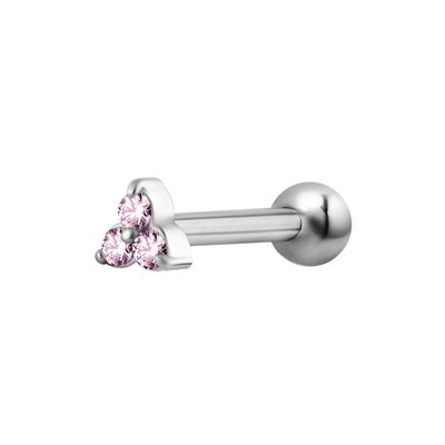 One side internal barbell with jewelled trinity