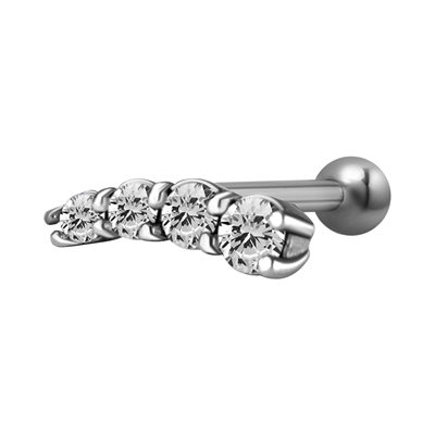 One side internal barbell with jewelled attachment