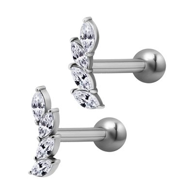 One side internal barbell with jewelled marquise attachment