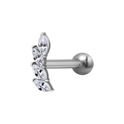 One side internal barbell with jewelled marquise attachment