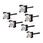 Black steel jewelled square earstuds