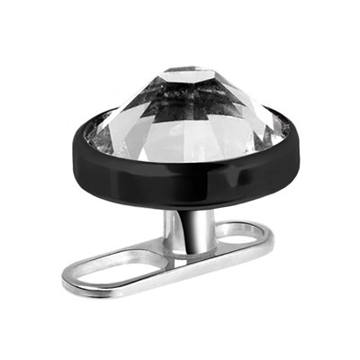 Dermal long trou en titanium avec un disque noir et pierre