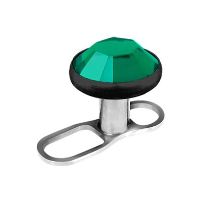 Dermal style ouvert en titanium avec disque noir et pierre